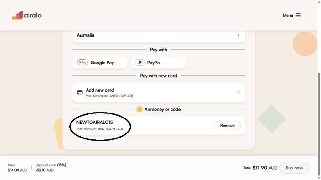 airalo discount code screenshot of code | The Champagne Mile - Deals airalo discount code screenshot of code