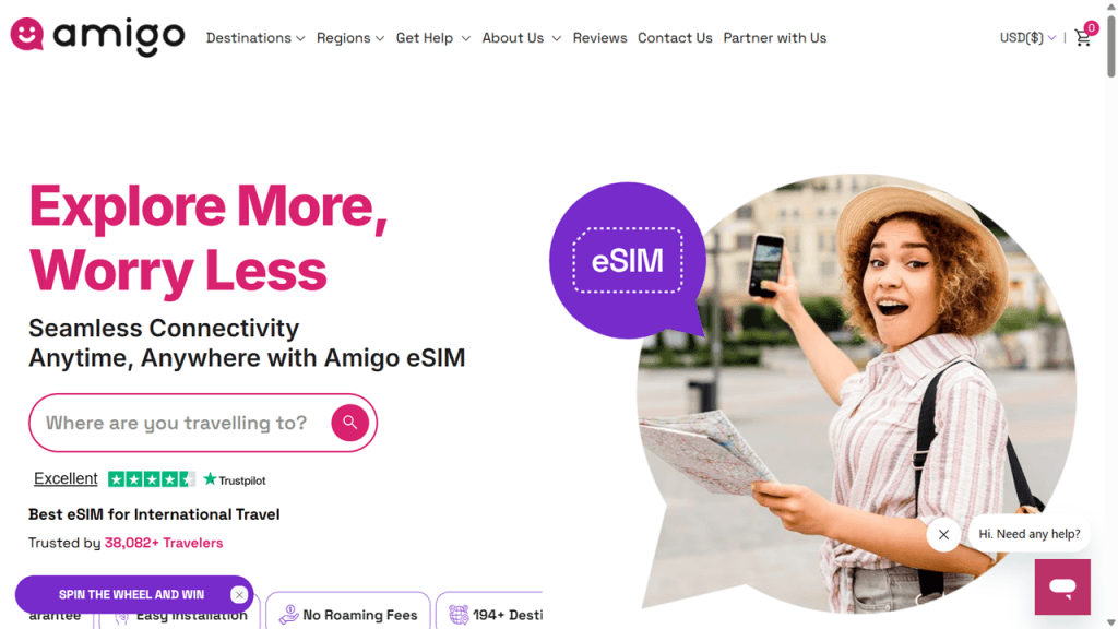 amigo esim promo code screenshot