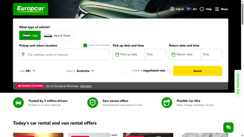 europcar discount code screenshot